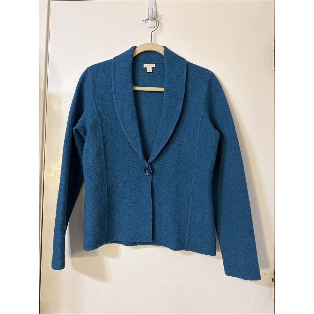 Apt. 9 Womens Sz Small 100% Wool Cardigan Sweater Button Top Jacket Blue